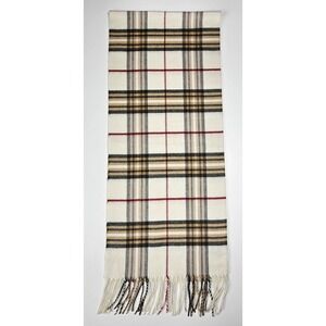 Croft & Barrow Plaid Scarf 100% Acrylic Off-White‎ Tan Black Red Made In Germany